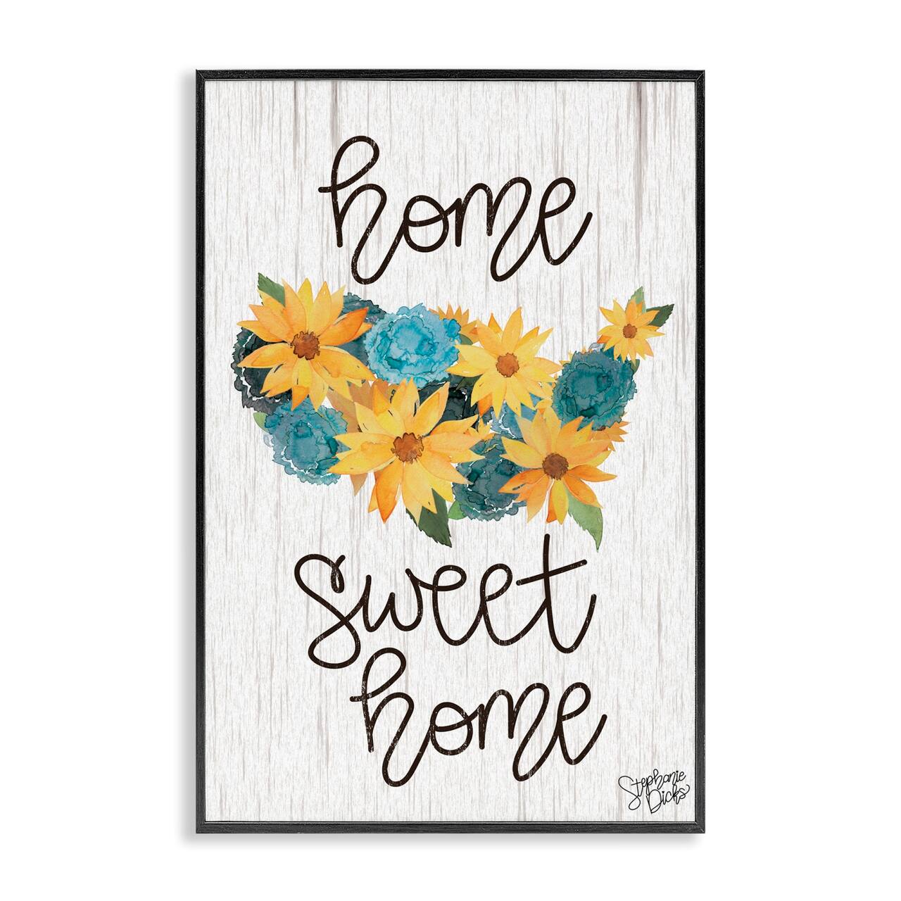 Stupell Industries Floral Americana Phrase Framed Giclee Art